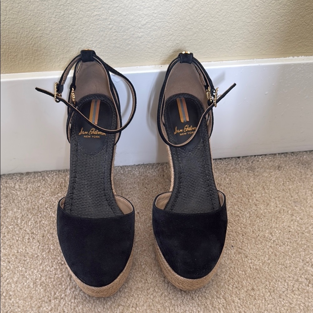 Black Suede Platform Sandals by Sam Edelman.  Gently worn